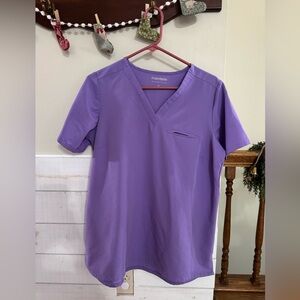 Mandala Purple V-Neck Scrub Top - Medium